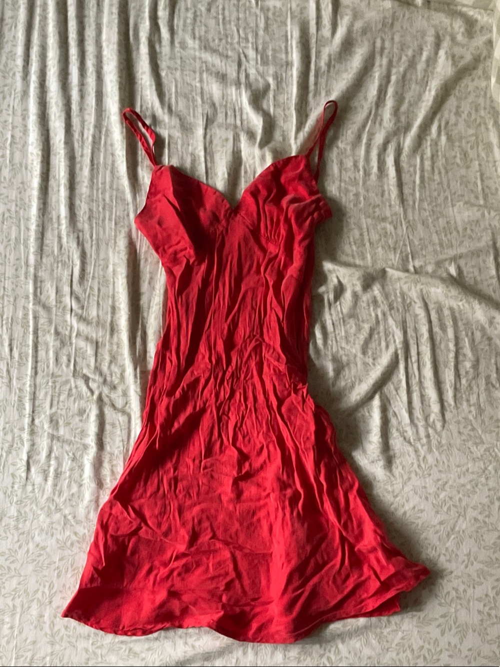 Women's Red Spaghetti-Strap Mini Slip Dress